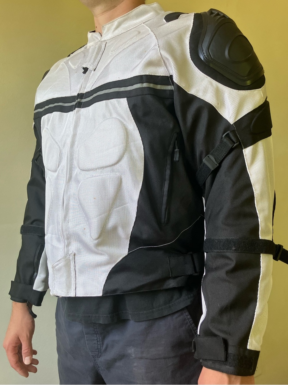 Men’s Armored Padded Two Tone Motorcycle Jacket